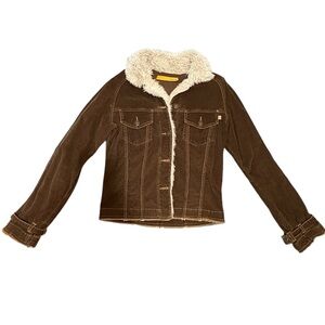 Twill Twenty Two Brown curdouoy  Jacket with Sherpa Lining